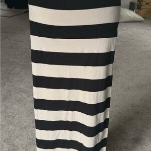 FREE PEOPLE CREAM & BLACK STRIPED MAXI SKIRT Med Partially Lined